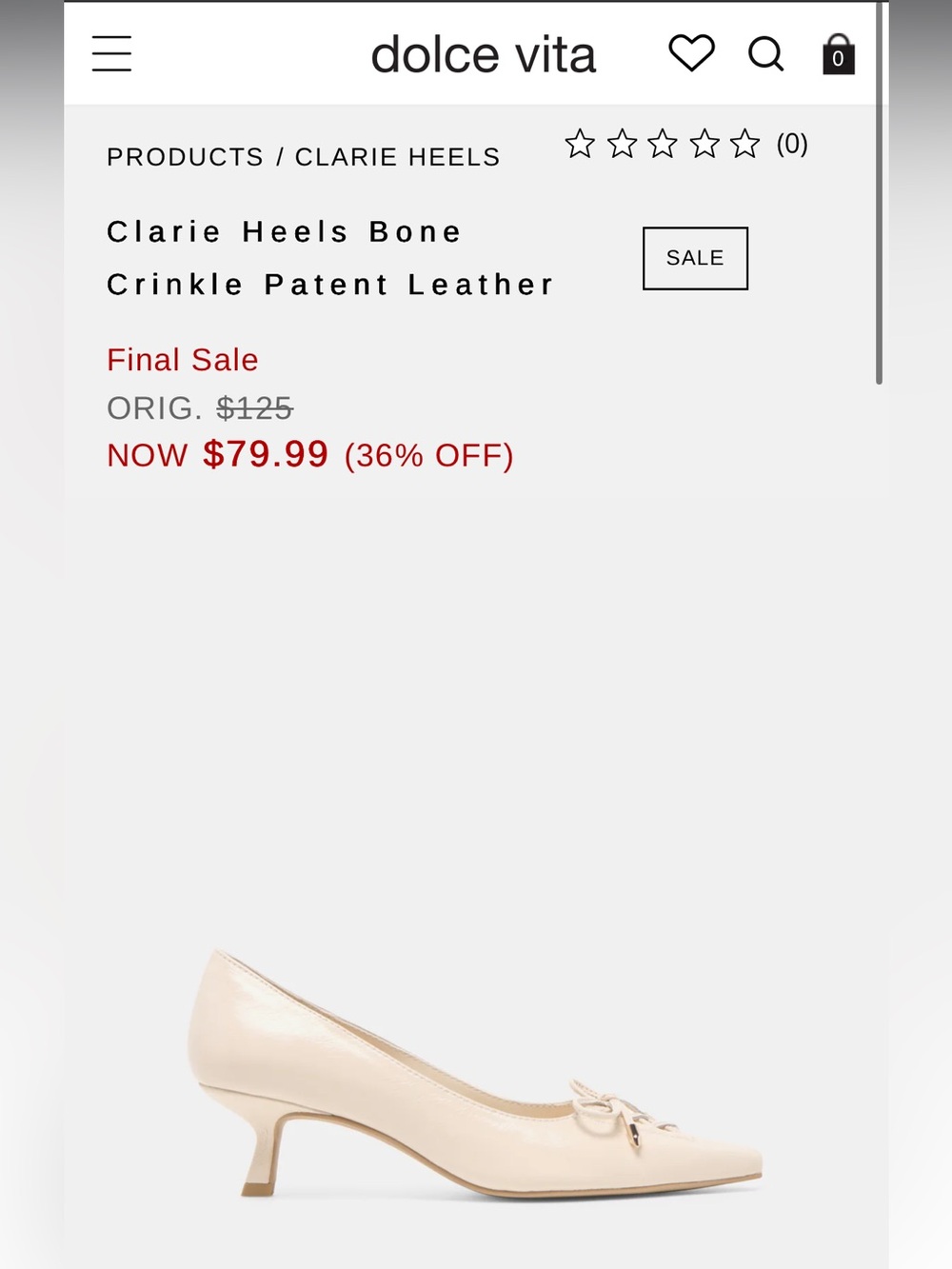 dolce vita Clarie Bone Crinkle Patent Leather Kitten Heel Pumps